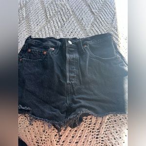 black high waisted denim shorts